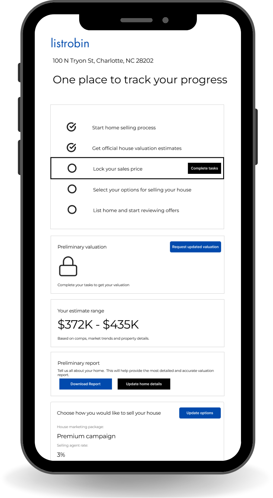 The ListRobin selling checklist on a phone