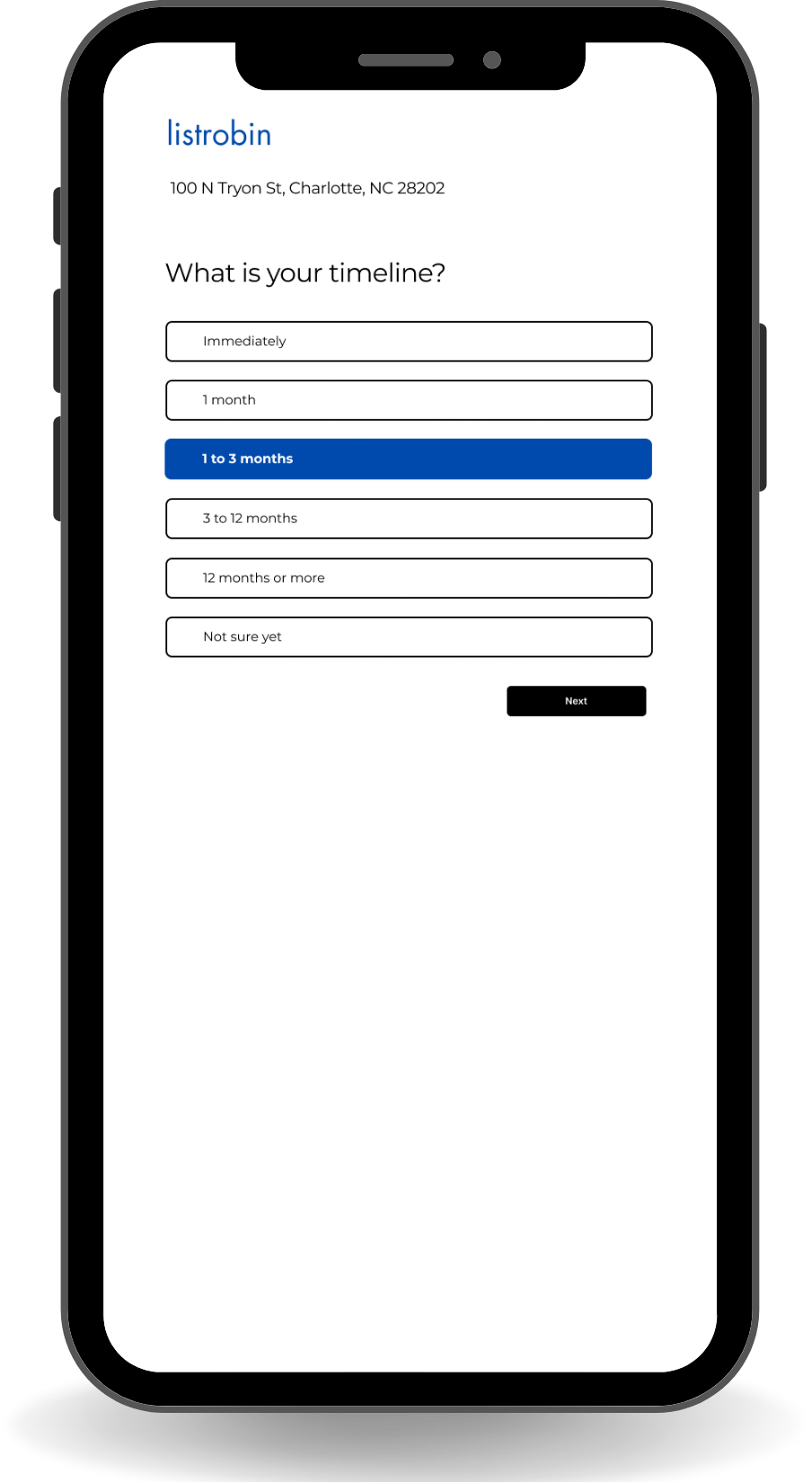 A ListRobin selling timeline on a phone